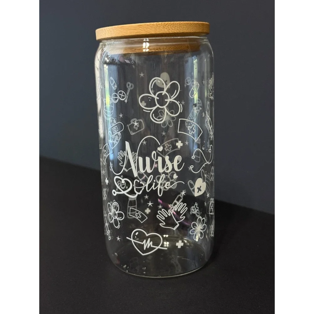 Nurse Life Glass‎ with Bamboo Lid